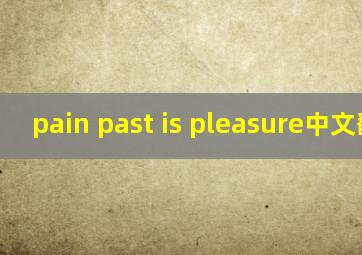 pain past is pleasure中文翻译